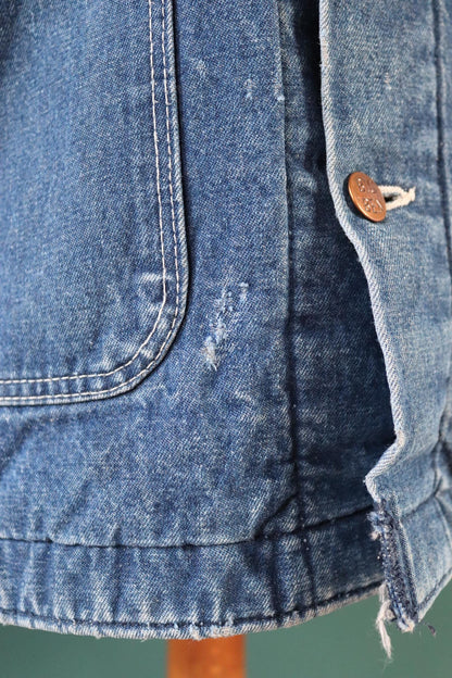 Vintage Big Ben denim chore jacket - blanket lined barn coat - 56" chest