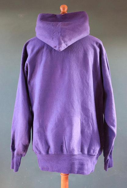 Vintage 1990s Champion sweatshirt - reverse weave sportswear - plain navy blue hoodie - 51" chest