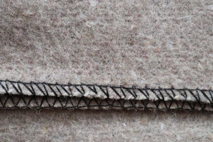 Vintage 1960s 60s Swiss army military rug blanket wool taupe red striped chain stitched log cabin camping sofa throw bed picnic