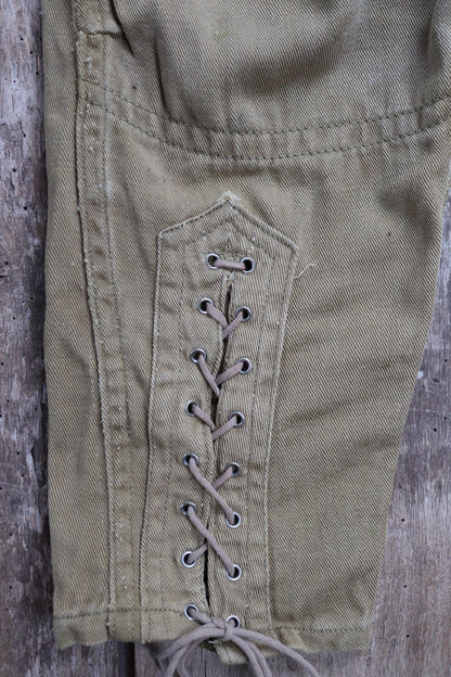 Vintage 1940s riding jodhpurs - khaki brown cotton twill - Union Made workwear - hunting breeches - 29” x 24”