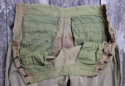 Vintage 1940s jodhpurs riding workwear khaki brown cotton twill hunting breeches 29” x 24” Union Made work chore lace up