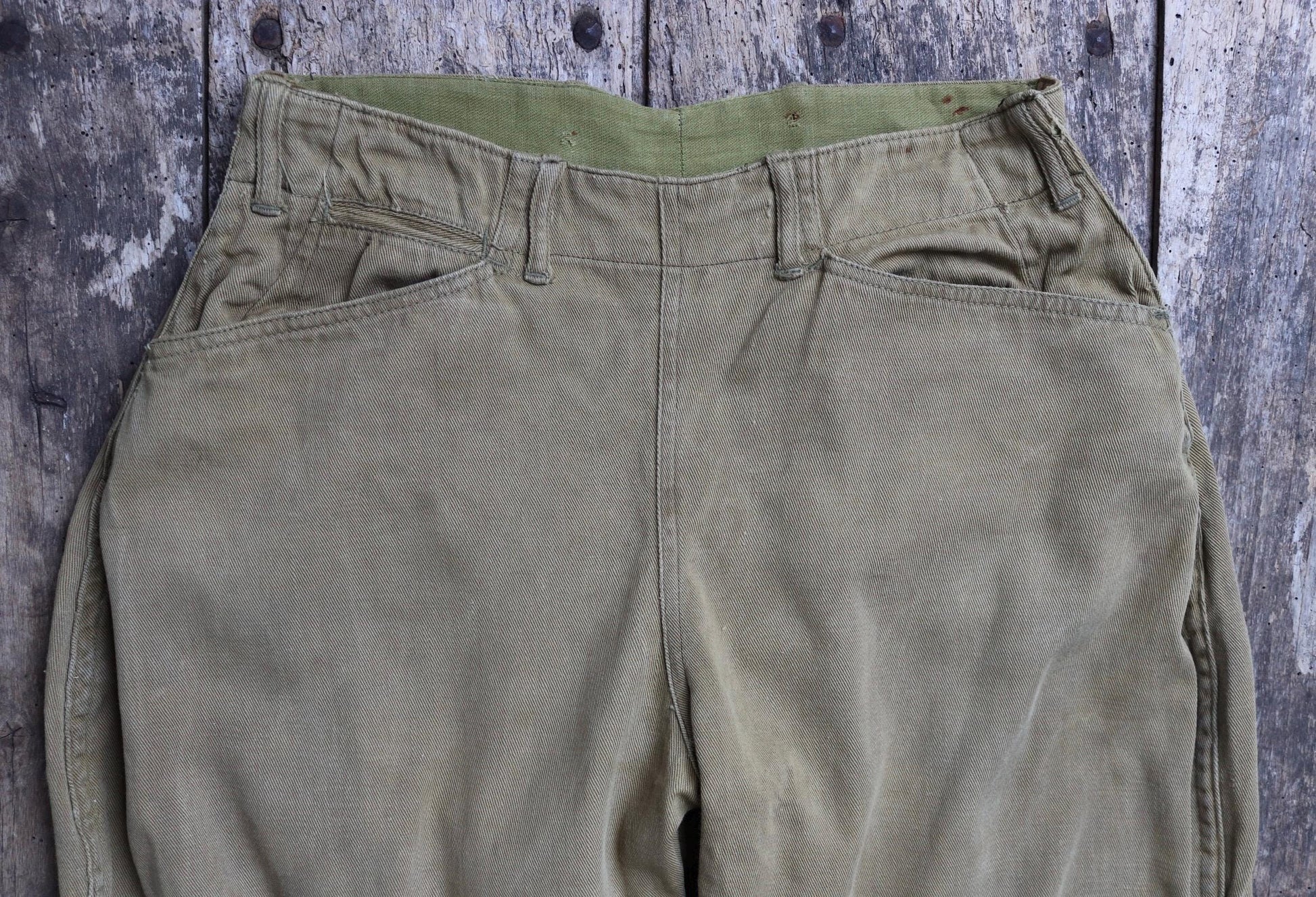 Vintage 1940s jodhpurs riding workwear khaki brown cotton twill hunting breeches 29” x 24” Union Made work chore lace up