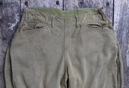 Vintage 1940s jodhpurs riding workwear khaki brown cotton twill hunting breeches 29” x 24” Union Made work chore lace up