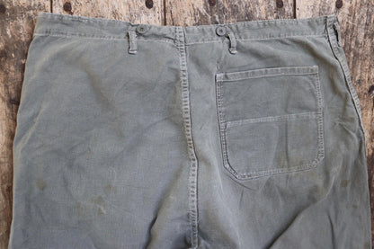 Vintage 1950s 50s 1960s 60s Swedish military cotton twill utility field trousers pants workwear work chore 41” x 30”