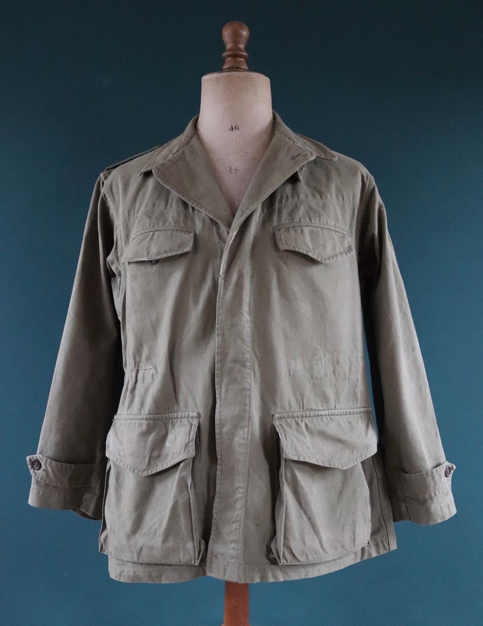 Vintage French M47 army jacket - 1950s military - 44” chest - khaki green