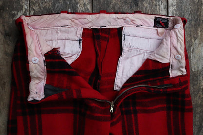 Vintage 1960s JC Higgins wool trousers - buffalo plaid - red black check - 38"x30"