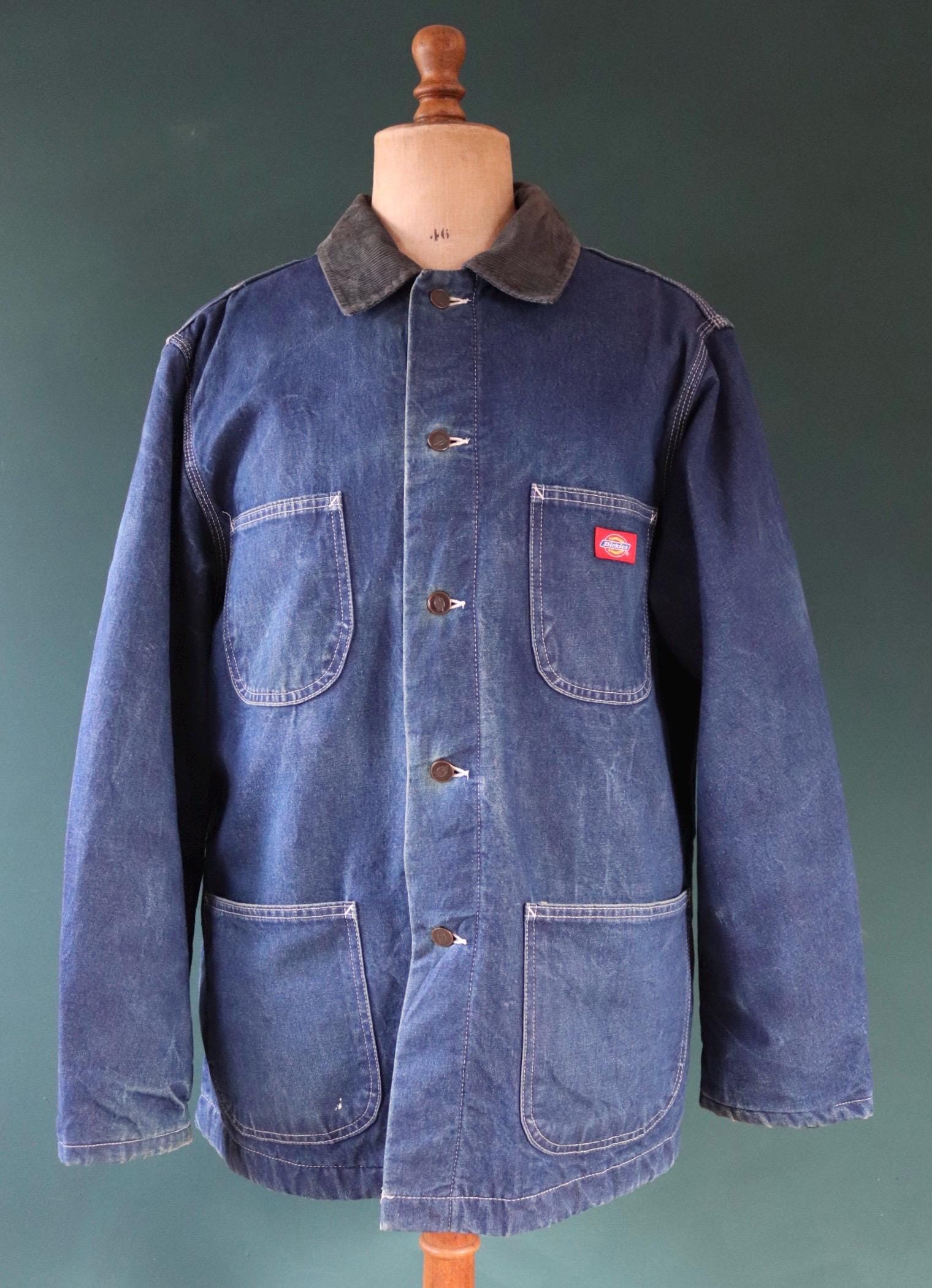 Vintage 1990s 90s Dickies blue denim blanket lined barn chore jacket workwear work chore 50” chest