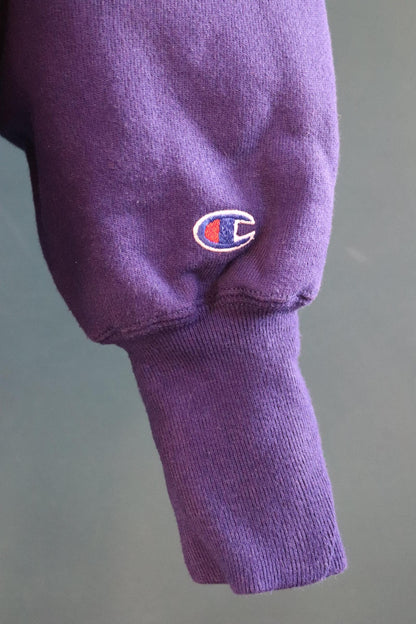 Vintage 1990s Champion sweatshirt - reverse weave sportswear - plain navy blue hoodie - 51" chest