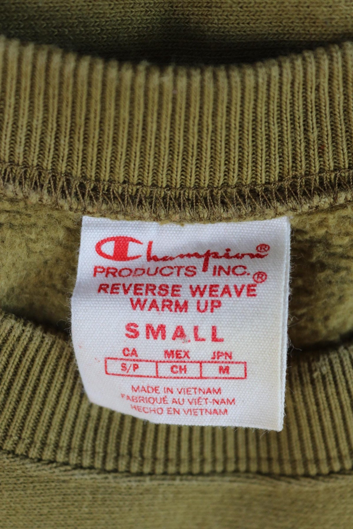 Vintage 1990s Champion sweatshirt - olive green - reverse weave sportswear - 39" chest
