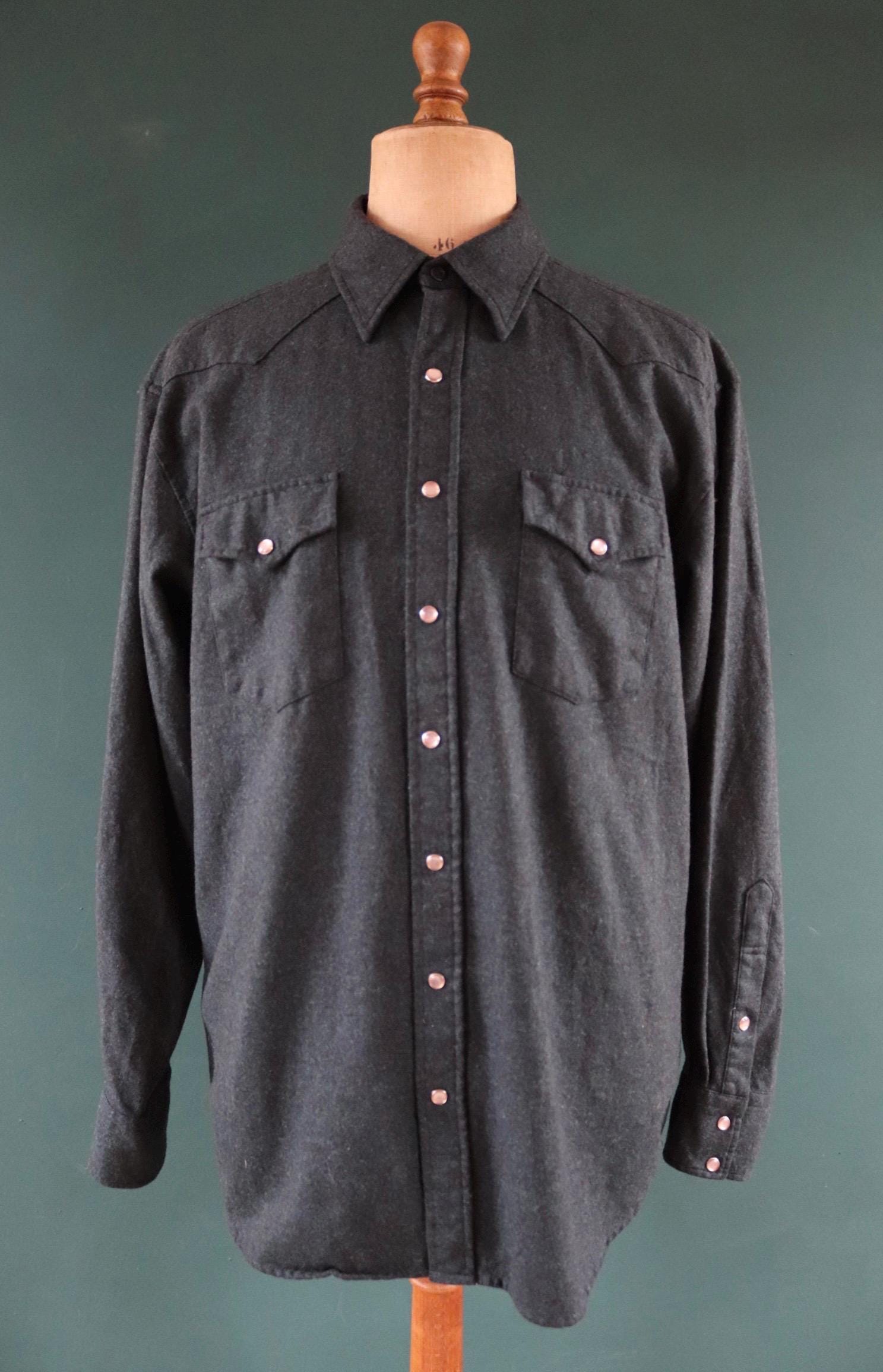 Vintage Pendleton blue teal green wool plain marl Western cowboy shirt 50" chest pearl snaps
