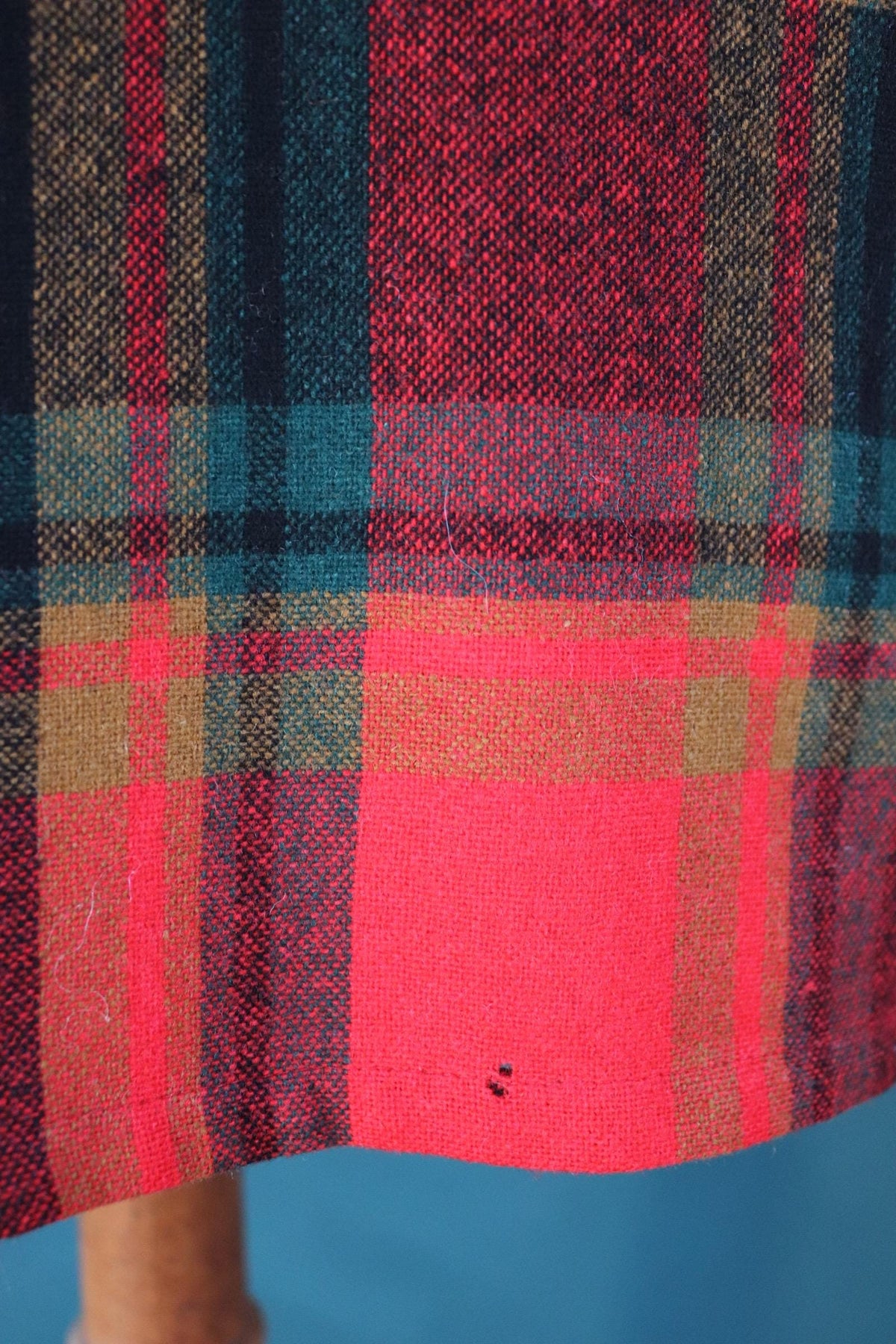 Vintage 1960s 70s workwear shirt - red green plaid - 48" chest