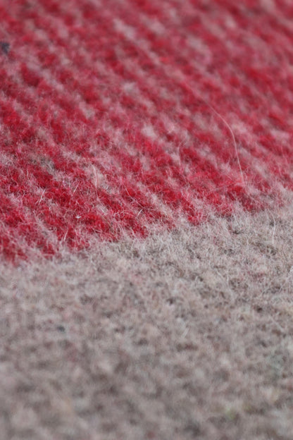 Vintage 1960s Swiss army blanket - military wool rug - chain stitched - for log cabin, camping, sofa throw, bed, picnic
