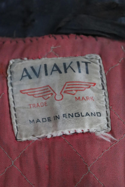 Vintage 1960s 60s black leather jacket Aviakit Lewis Leathers biker motorcycle 45” chest ball chain Lightning zipper patches BSA