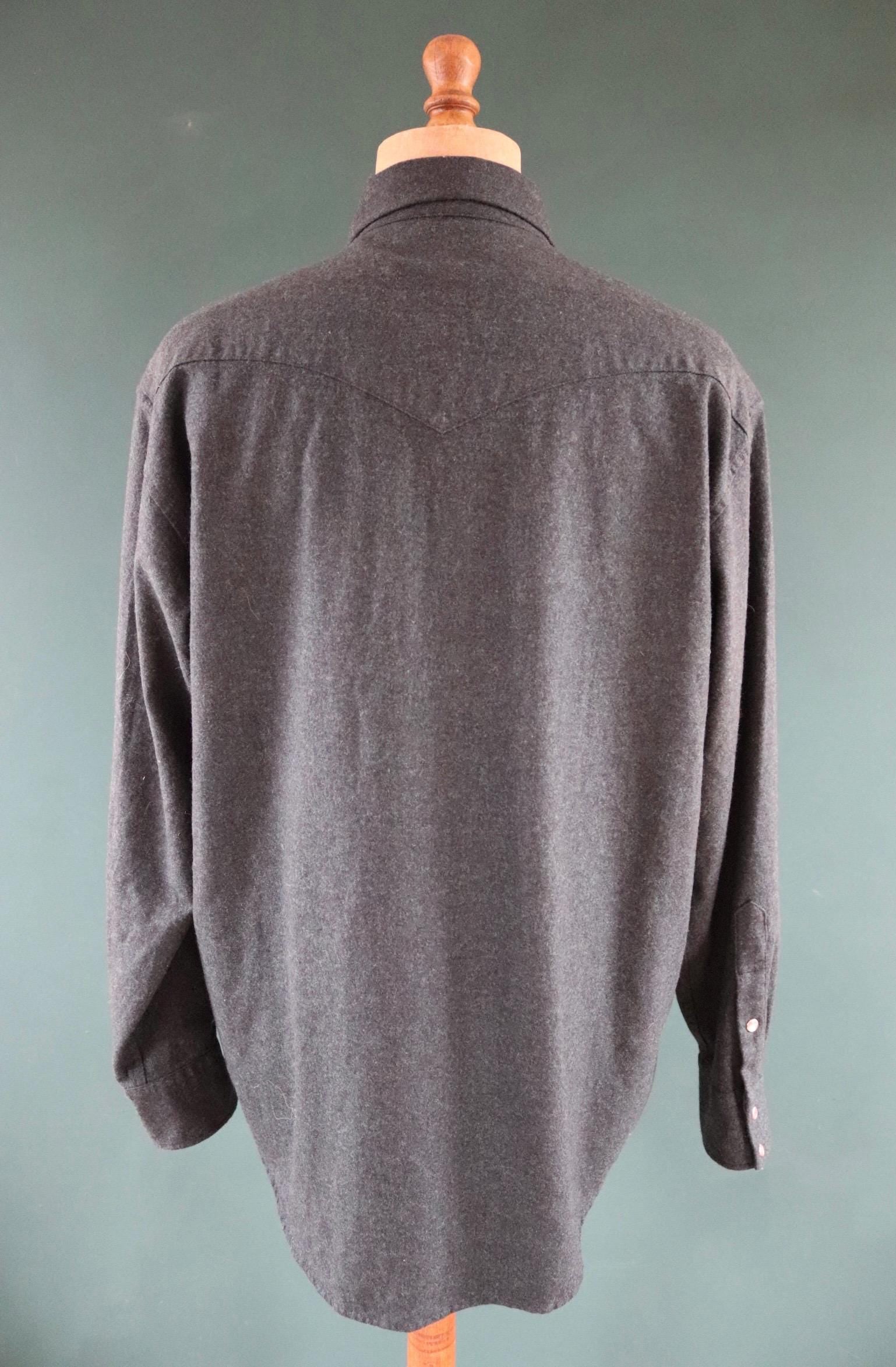 Vintage Pendleton wool shirt - plain blue teal green marl - Western cowboy - 50" chest - pearl snaps