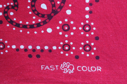 Vintage 1940s 40s trunk up Elephant brand cotton colourfast colorfast turkey red bandana pocket square neckerchief paisley Davis Catterall