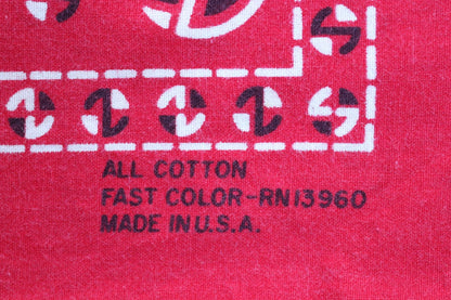 Vintage 1960s 60s turkey red printed bandana pocket square neckerchief cotton color colour fast workwear RN 13960