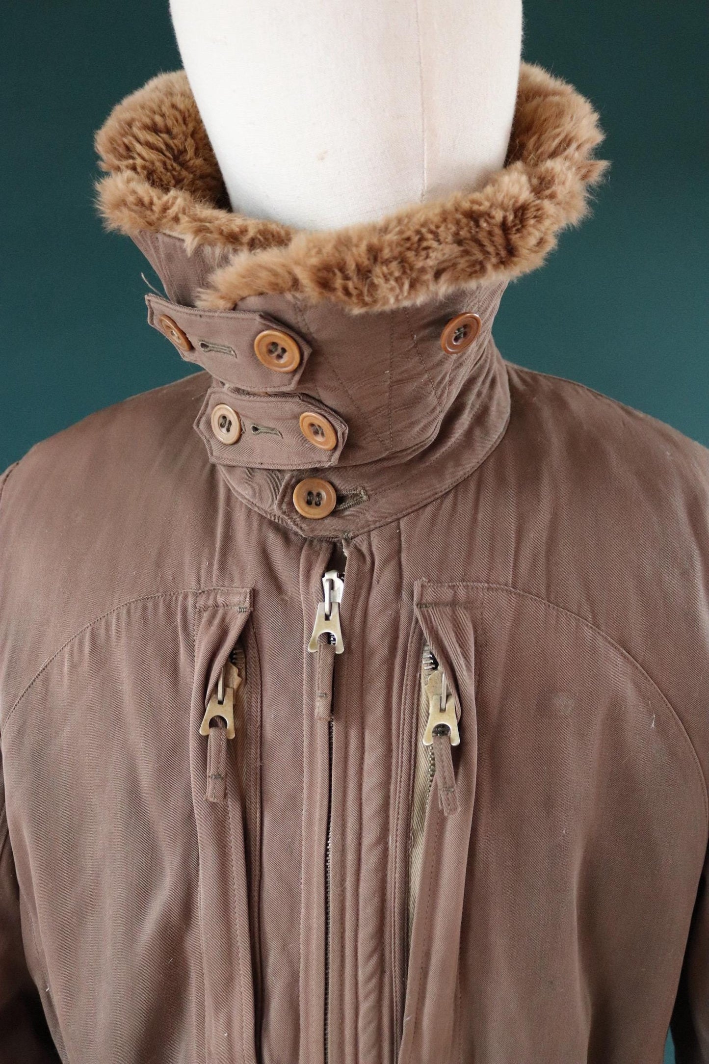 Vintage 1940s WW2 Japanese flight suit - antique aviator clothing - military pilot - fur lined