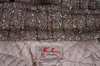 Vintage 1960s 60s 1970s 70s flecked plaid Ken Cory brown car coat jacket 39” chest
