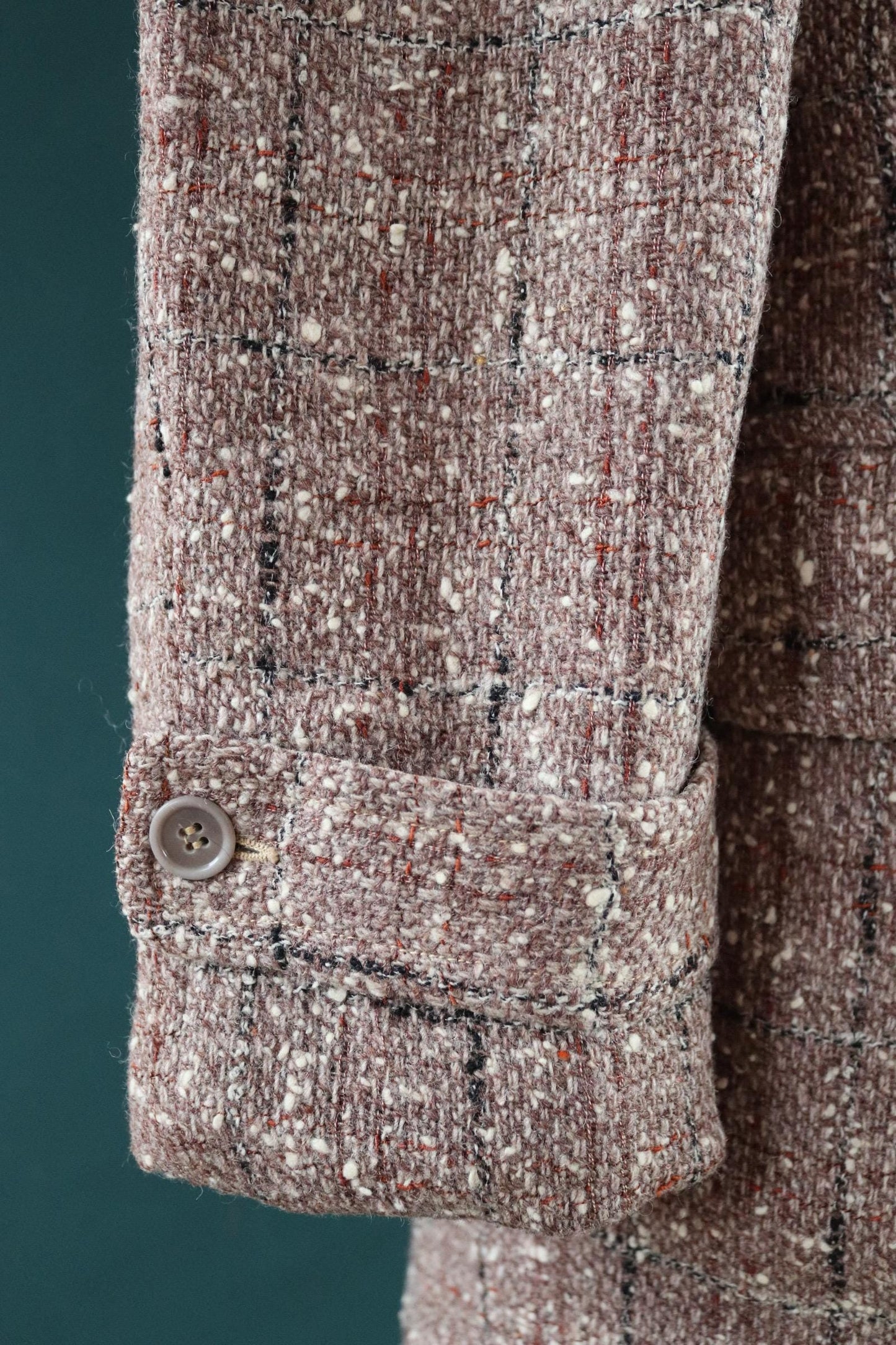 Vintage 1960s 70s jacket - flecked plaid - brown car coat - 39” chest