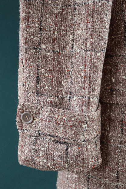 Vintage 1960s 70s jacket - flecked plaid - brown car coat - 39” chest