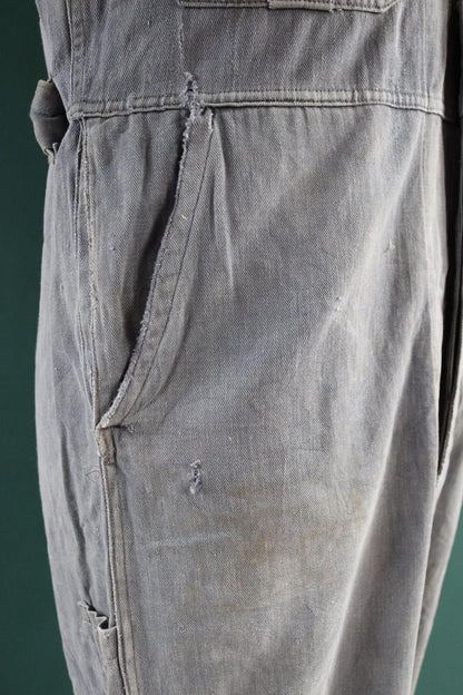 Vintage 1960s 60s Vole British blue cotton twill coveralls overalls work workwear chore boiler suit 41” 36” 27”
