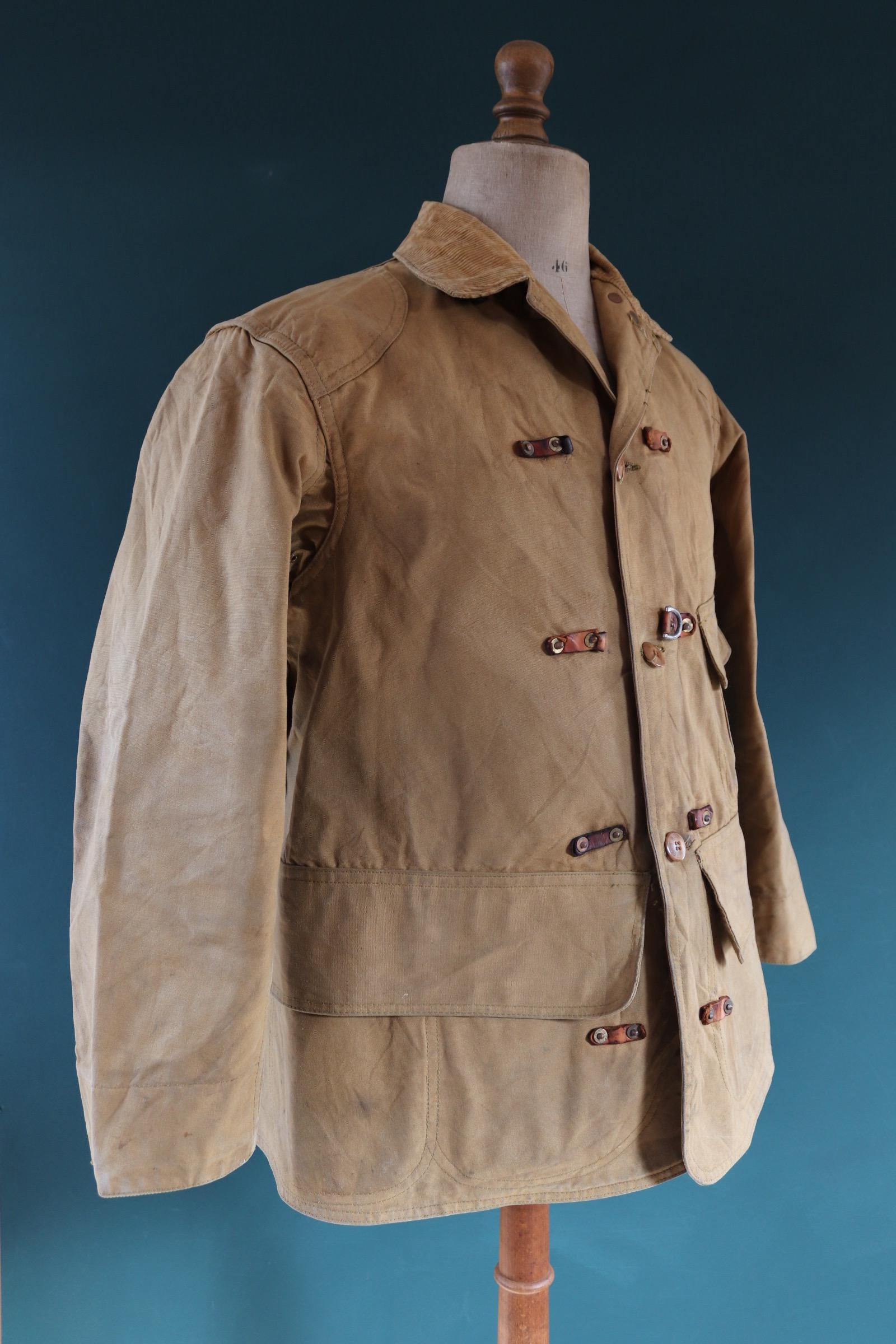 Vintage 1930s 30s 1940s 40s Red Head tin cloth duck cotton canvas hunting shooting jacket 42” chest American workwear work chore