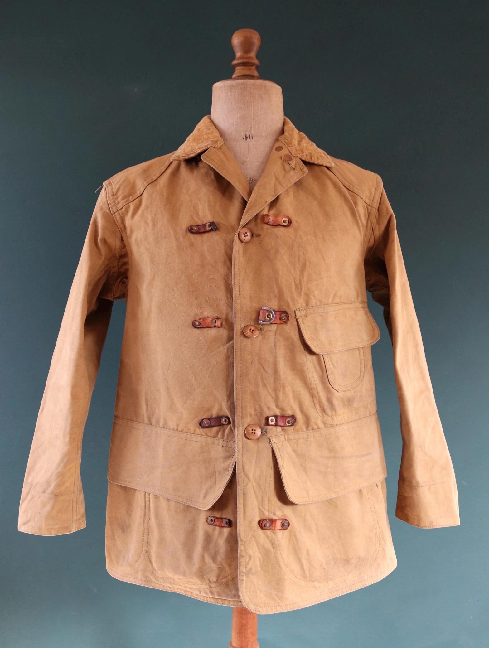 Vintage 1930s 30s 1940s 40s Red Head tin cloth duck cotton canvas hunting shooting jacket 42” chest American workwear work chore