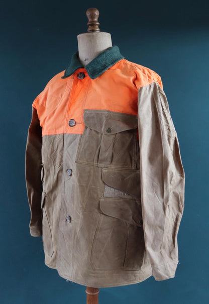 Vintage CC Filson tin cloth paraffin waxed cruiser jacket 53” chest workwear work chore waterproof hunting