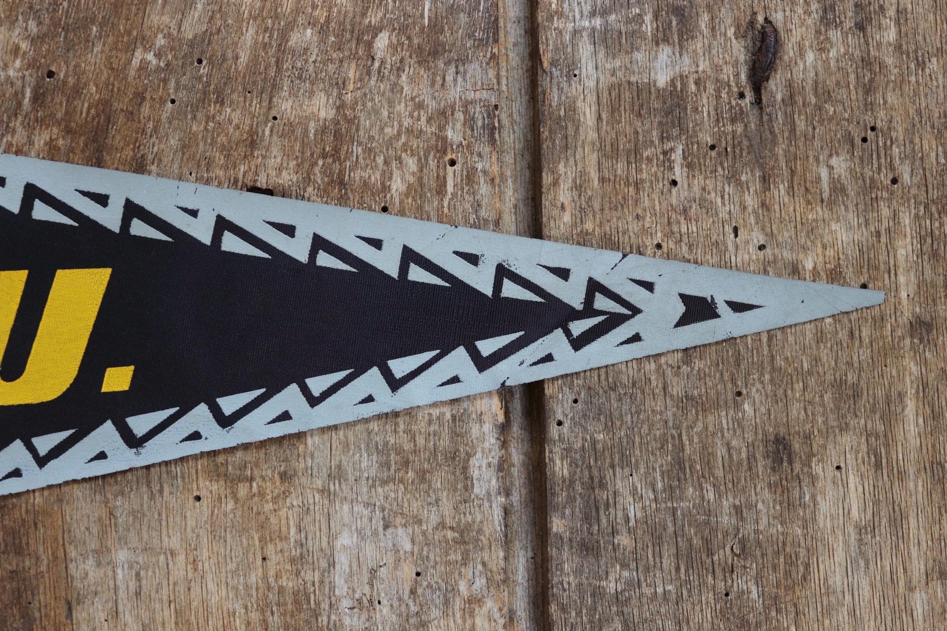 Vintage 1950s home decor Brazilian Santos satin mid century tourist souvenir pennant screen printed print
