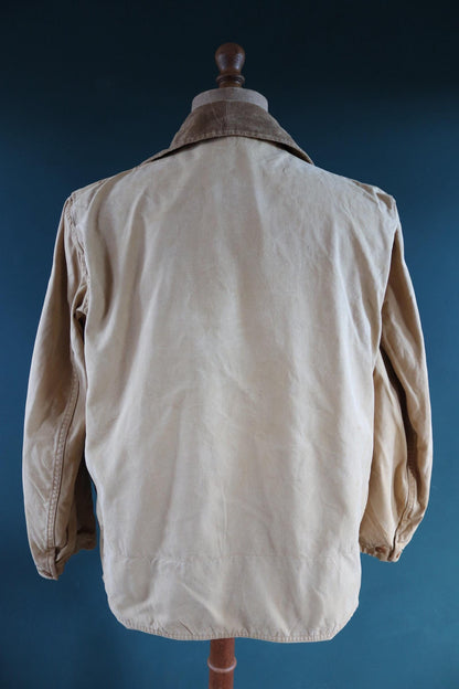 Vintage 1950s 50s 1960s 60s JC Higgins tan brown duck cotton canvas jacket hunting shooting American 50” chest workwear chore work