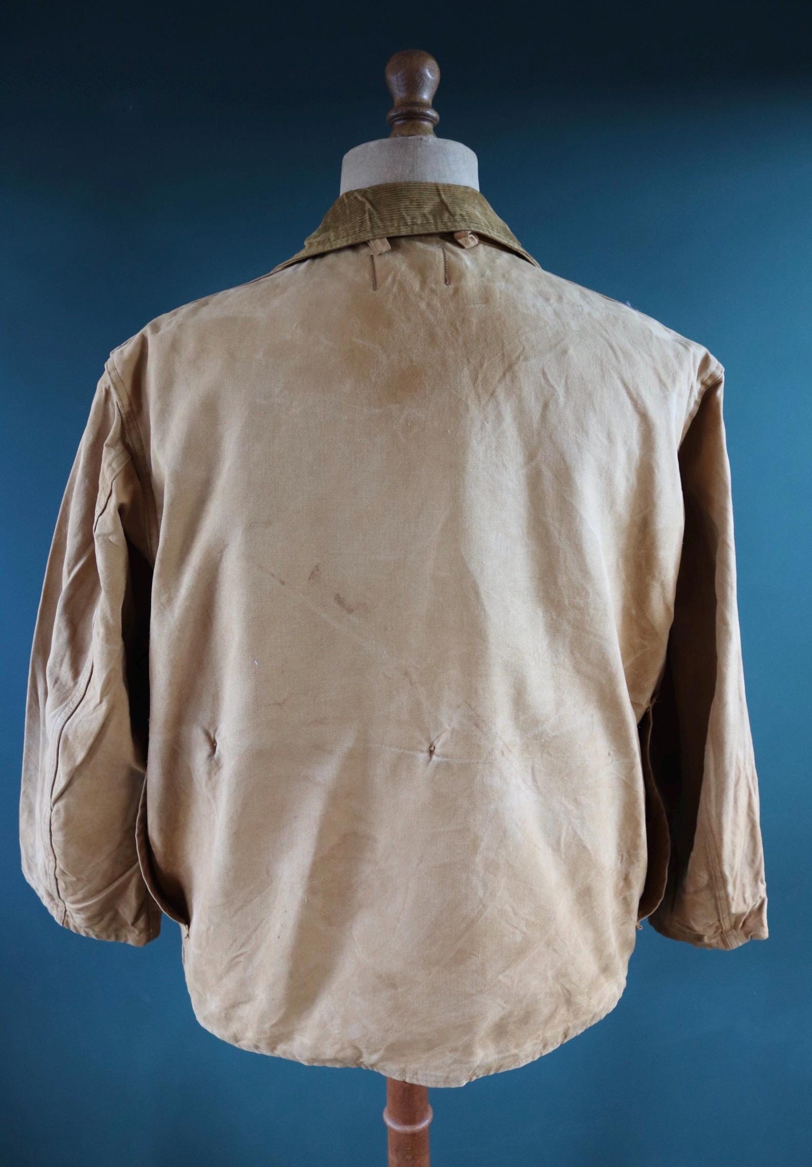 Vintage 1960s 60s Brush Master tan brown duck cotton canvas jacket hunting shooting American 47” chest workwear work chore
