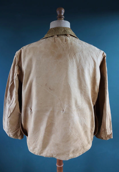 Vintage 1960s 60s Brush Master tan brown duck cotton canvas jacket hunting shooting American 47” chest workwear work chore