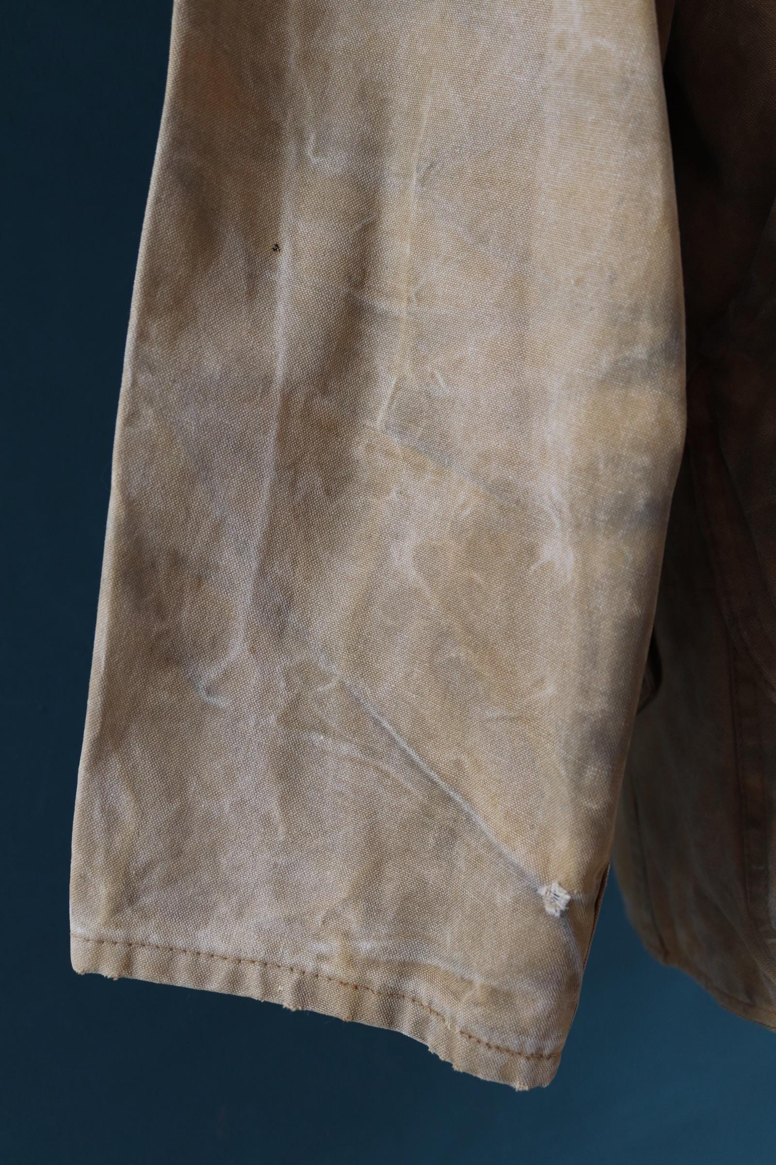 Vintage 1980s hunting jacket - tan brown duck cotton canvas - American workwear - 48” chest