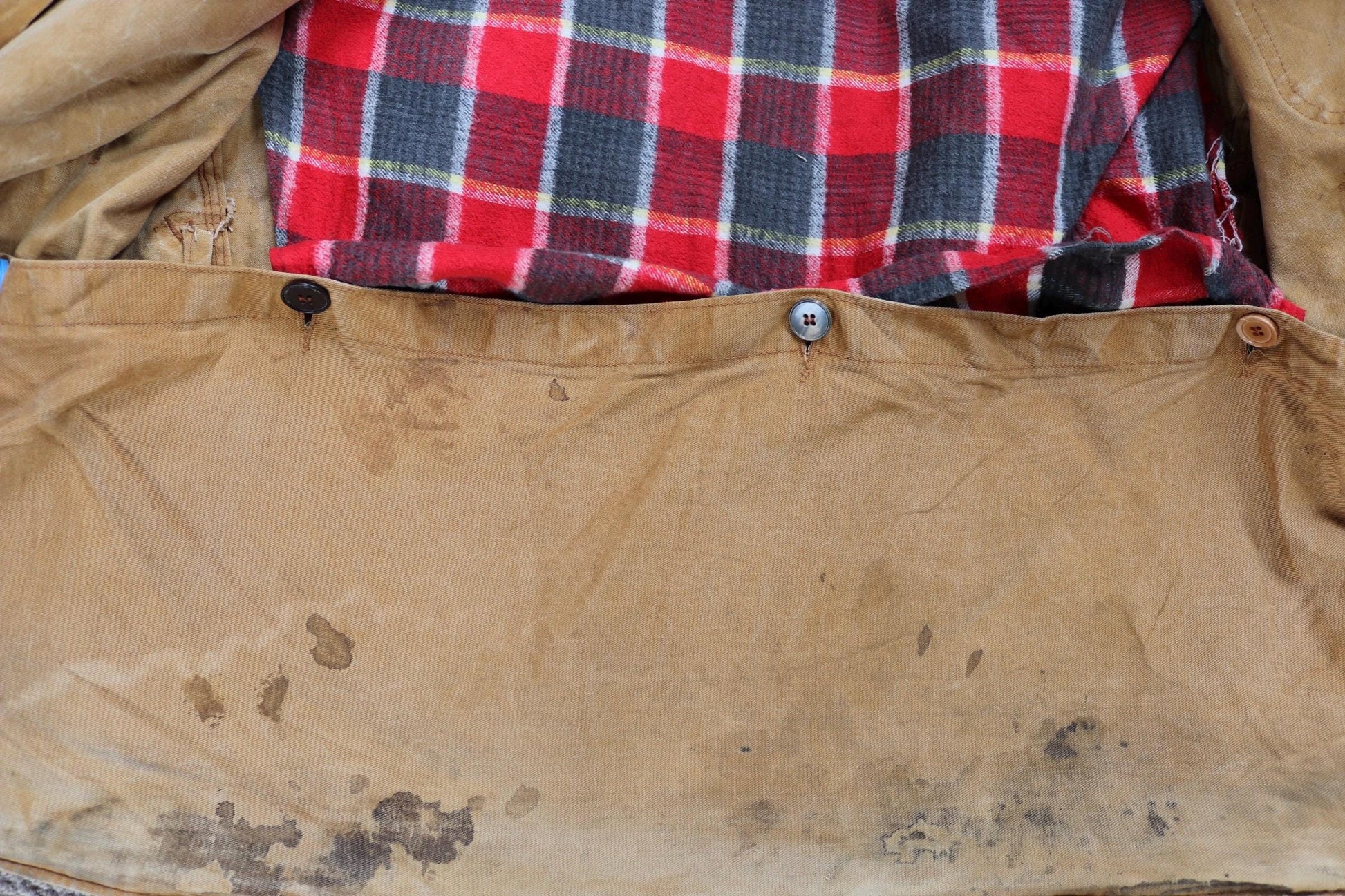 Vintage 1980s hunting jacket - tan brown duck cotton canvas - American workwear - 48” chest