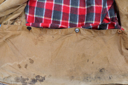 Vintage 1980s hunting jacket - tan brown duck cotton canvas - American workwear - 48” chest