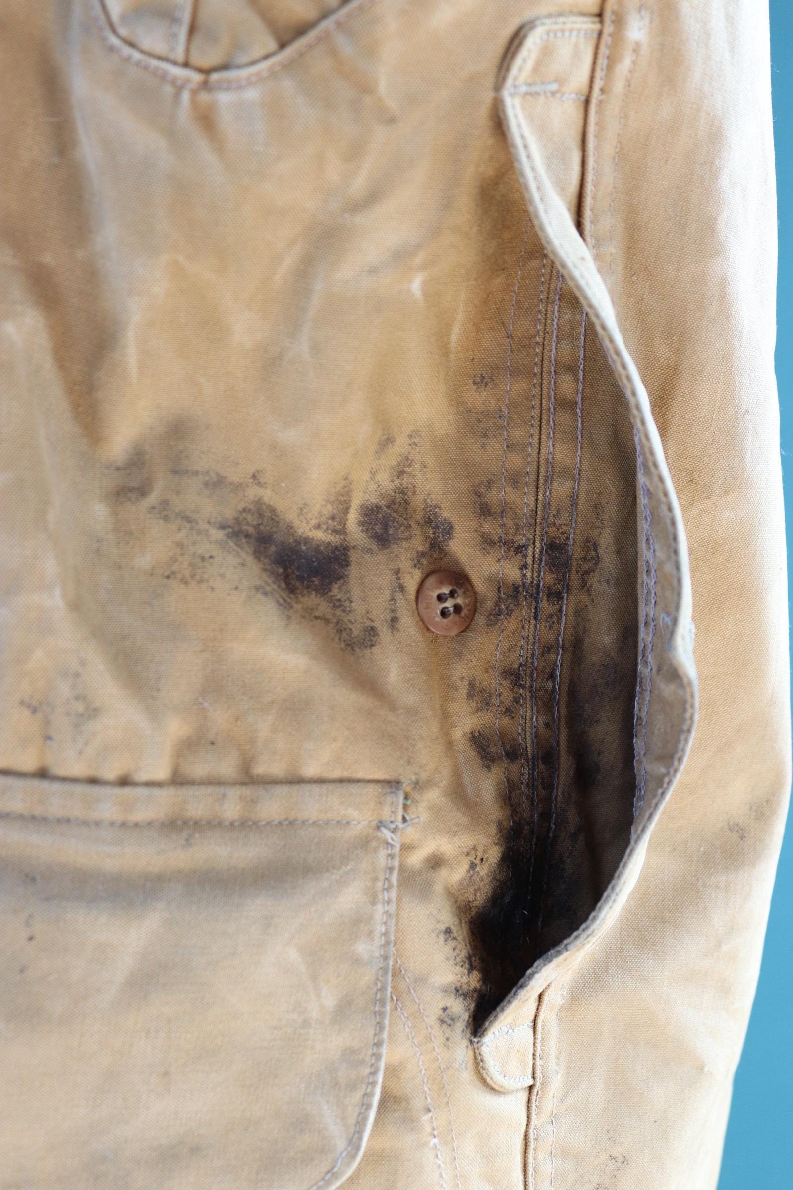 Vintage 1930s Duxbak Utica hunting jacket work workwear chore tan brown duck cotton canvas shooting American 50” chest