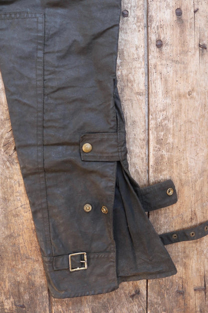 Vintage 1970s Belstaff International waxed cotton motorcycle trousers 26” 28” 30” trial bike racing