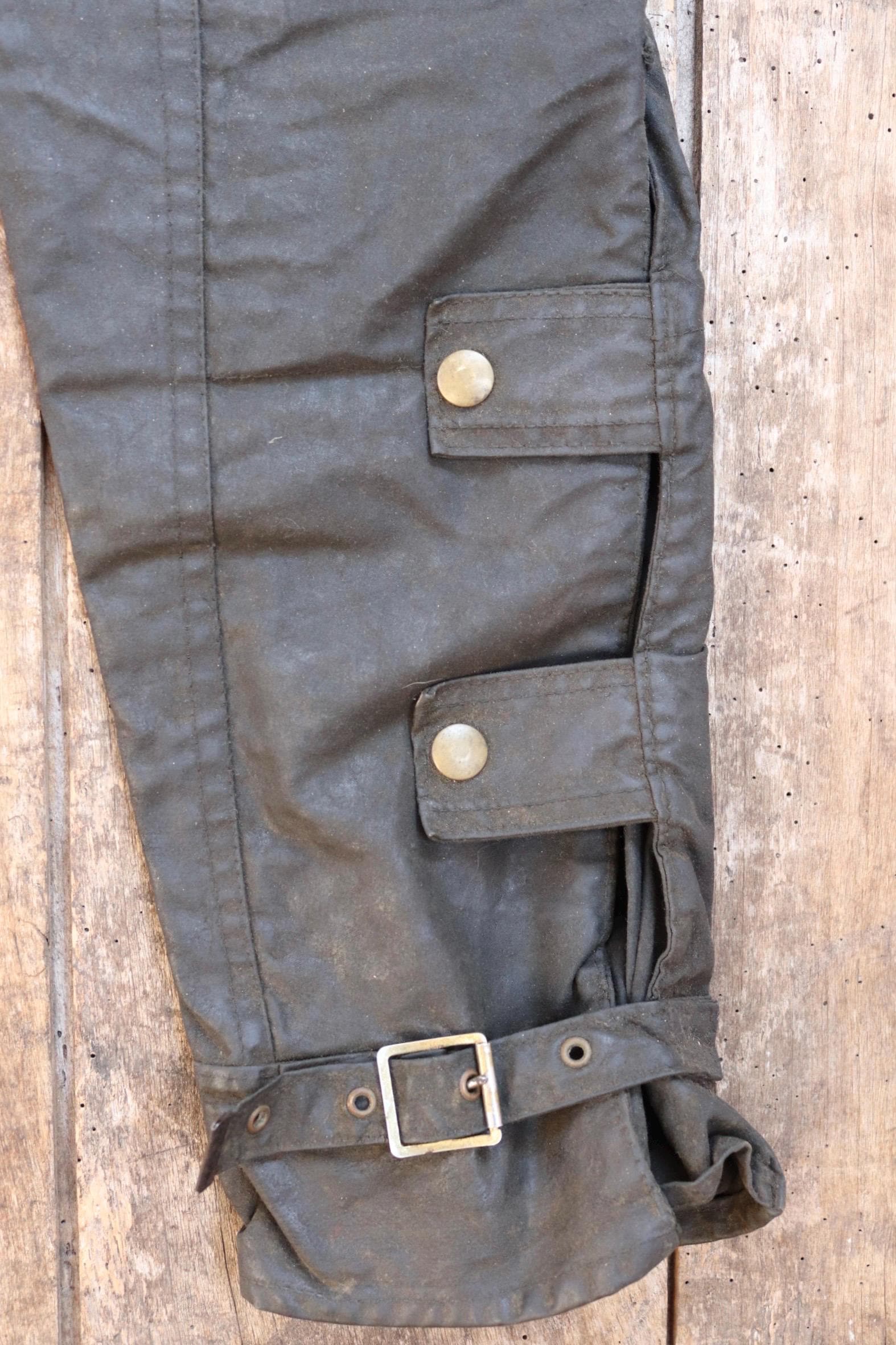 Vintage 1970s Belstaff waxed cotton motorcycle trousers - 26” 28” 30” - trial bike racing
