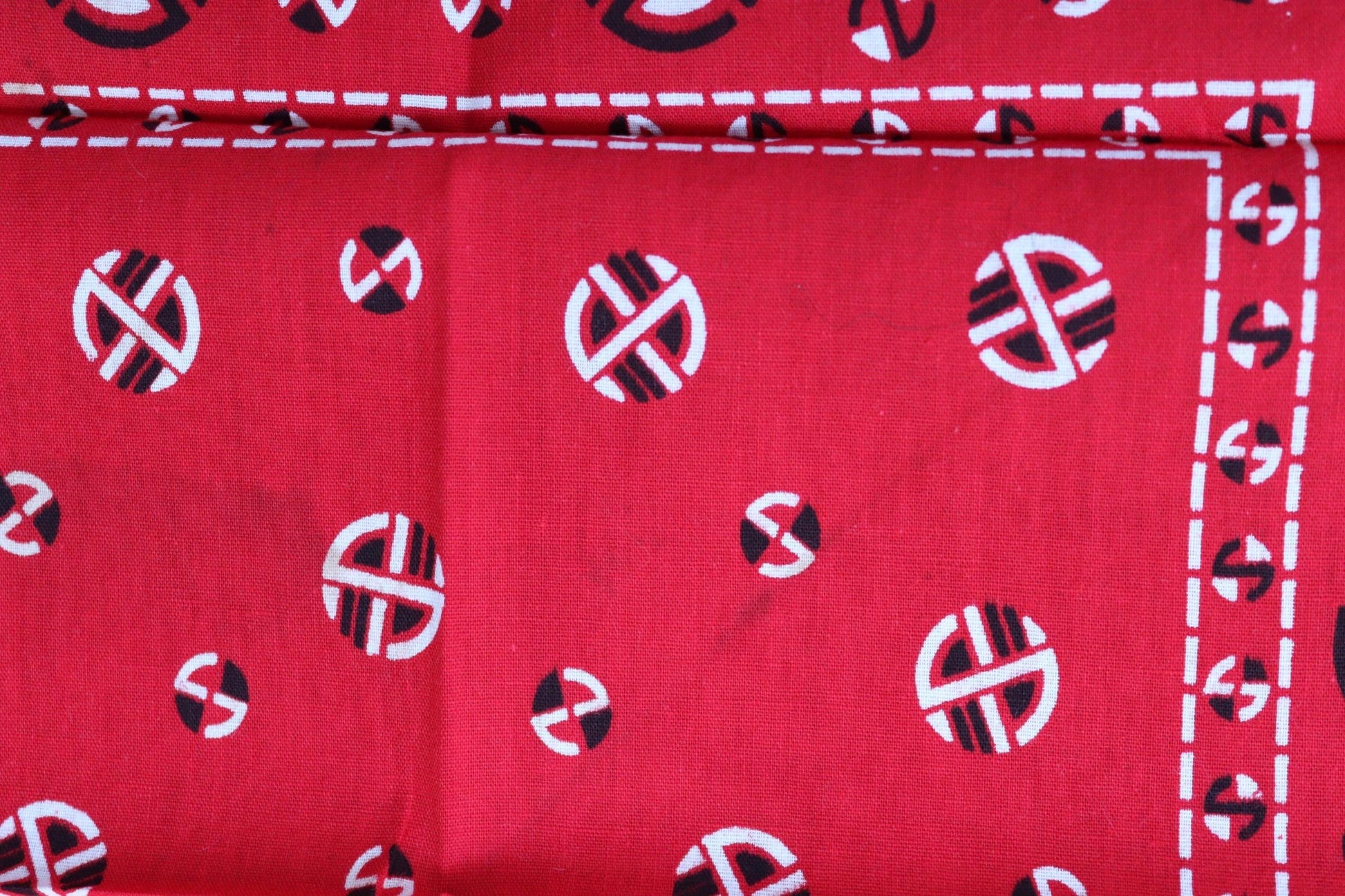 Vintage 1960s 60s turkey red printed bandana pocket square neckerchief cotton color colour fast workwear RN 14193