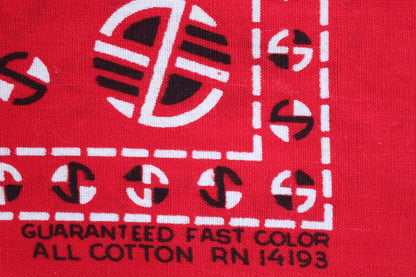 Vintage 1960s 60s turkey red printed bandana pocket square neckerchief cotton color colour fast workwear RN 14193