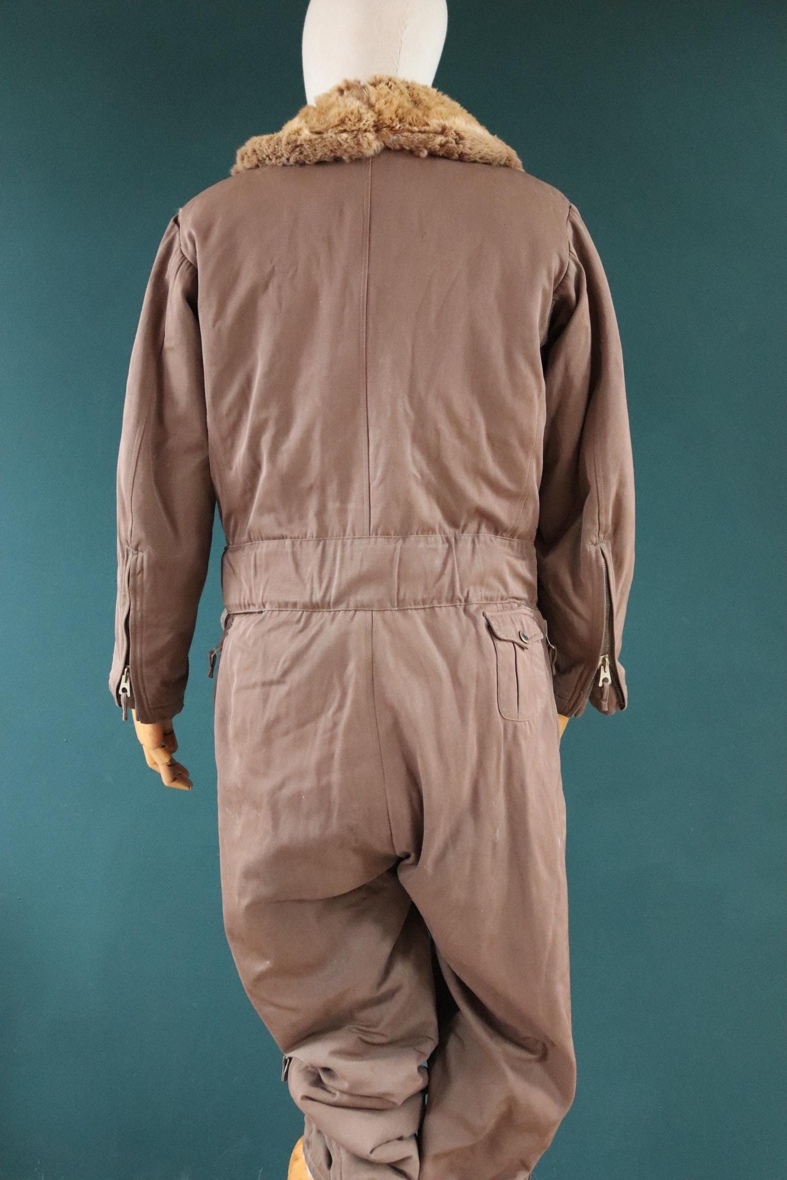 Vintage 1940s WW2 Japanese flight suit - antique aviator clothing - military pilot - fur lined