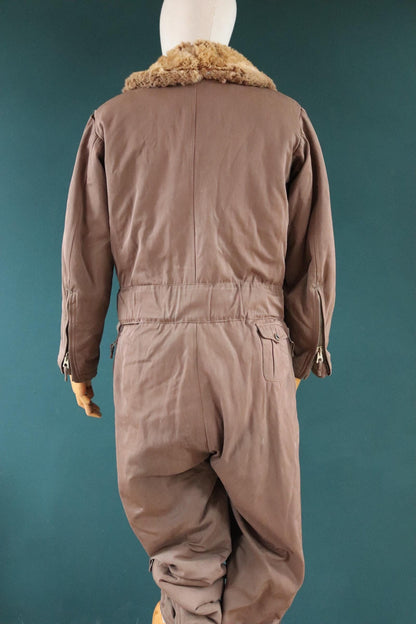 Vintage 1940s WW2 Japanese flight suit - antique aviator clothing - military pilot - fur lined