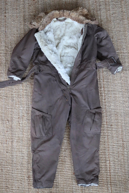 Vintage 1940s 40s WW2 Japanese Imperial military winter flight suit pilot aviation fur lined