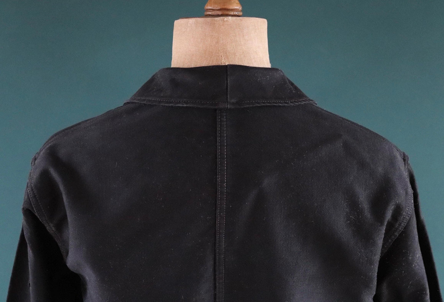 Vintage French black moleskin workwear jacket 1940s 1950s work chore 44” chest