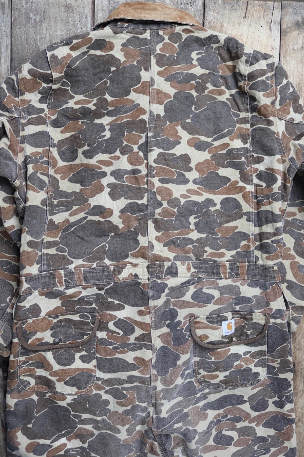 Vintage 1980s Carhartt coveralls - woodland camo - workwear overalls - 54" x 46" x 30