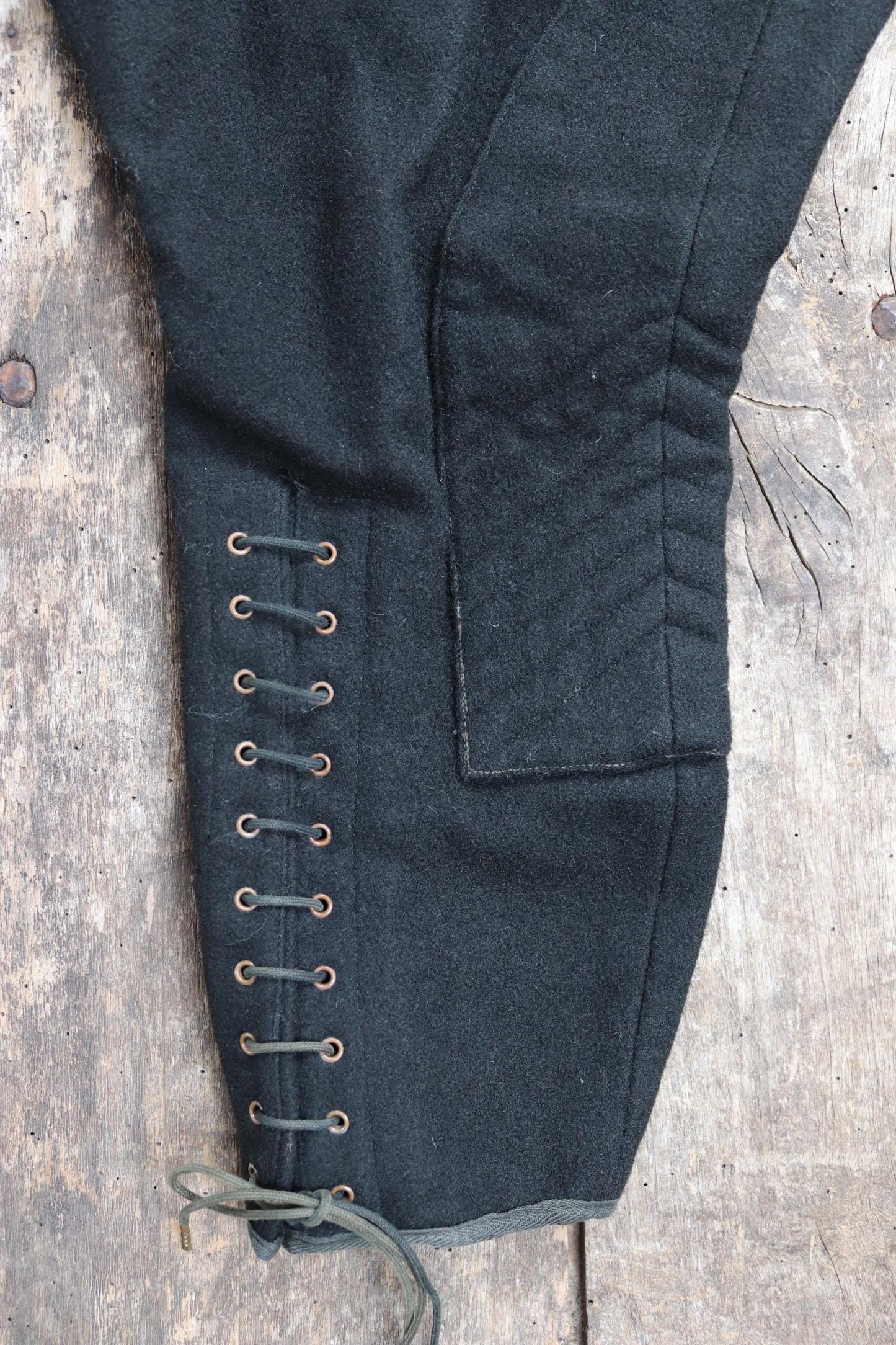 Vintage jodhpurs antique 1930s 1940s black wool riding hunting breeches britches 28” x 24”