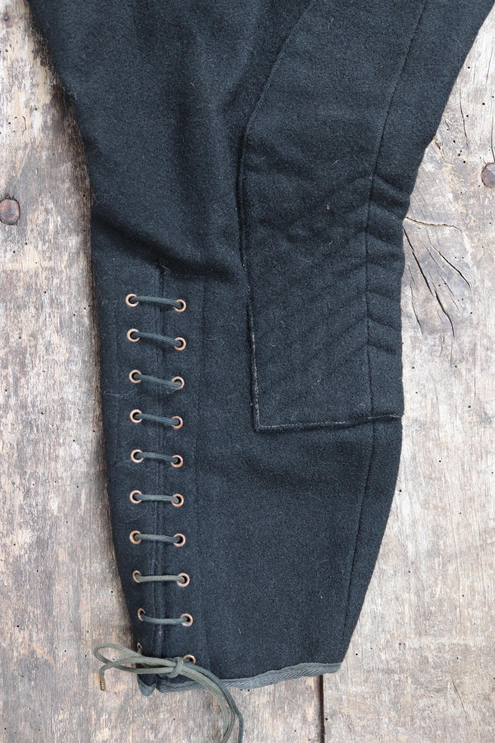 Vintage jodhpurs antique 1930s 1940s black wool riding hunting breeches britches 28” x 24”