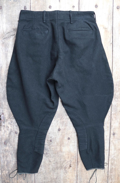 Vintage jodhpurs antique 1930s 1940s black wool riding hunting breeches britches 28” x 24”