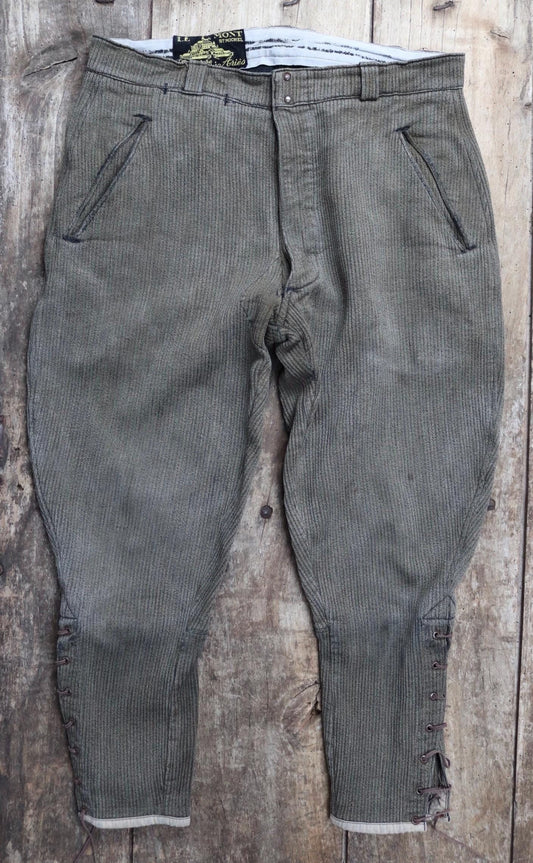 Vintage French workwear trousers pants Mont St Michel brown corduroy hunting riding breeches 32” x 23” jodhpurs 1940s 1950s