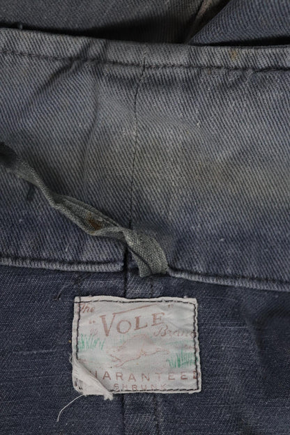 Vintage 1960s 60s Vole British blue cotton twill coveralls overalls work workwear chore boiler suit 41” 36” 27”
